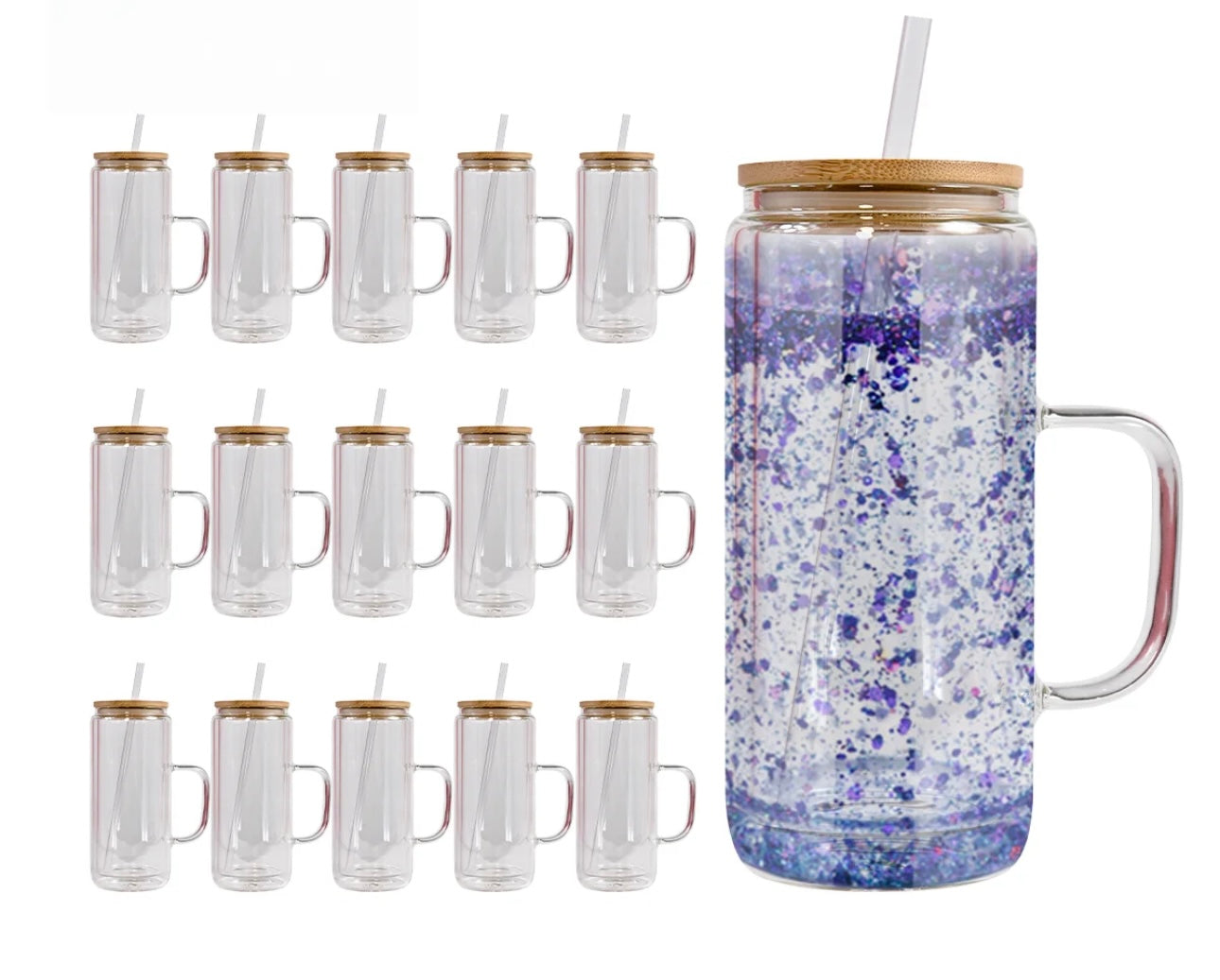20oz Glass Snowglobe With Handle