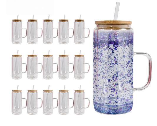 20oz Glass Snowglobe With Handle